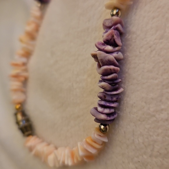 Vintage 1980s Purple Pastel Puka Shell Surfer Beach Necklace - Picture 4 of 5